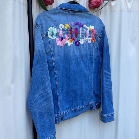 ❗️SOLD❗️ANTHROPOLOGIE- PILCRO “AMORE”FLORAL DENIM JACKET S - Picture 7 of 14